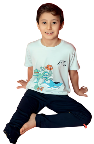 بجامة ولادي صيفي كريمي 5-12 سنة