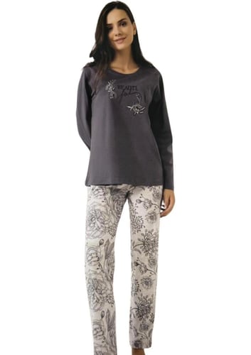 بجامه نسائي رمادي مشجر