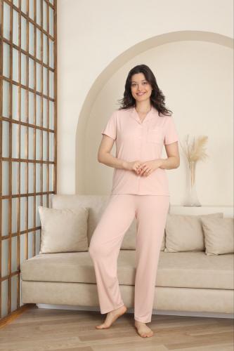 بجامه نسائي برتقالي فاتح بأزرار