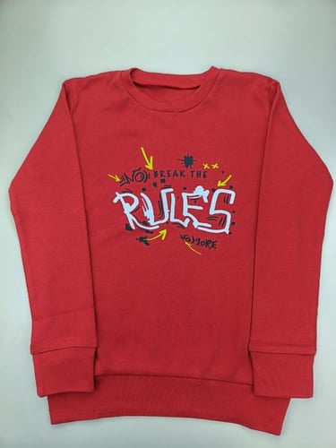 بجامة ولادي 5-12 سنة أحمر كم طويل 100% قطن انترلوك...