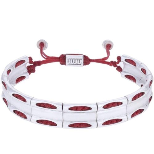 اسواره فضيه لون الخيط احمر مقاس صغير CCB-421-S
