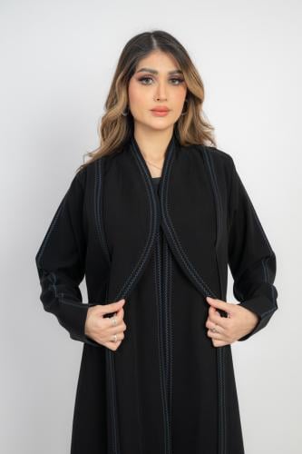 عباية نص كلوش فخمة مطرزة تطريز ملون مموج