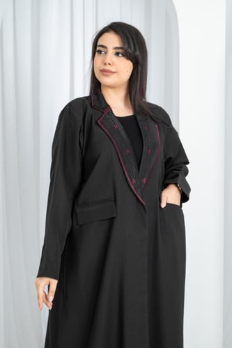 عباية طقم بليزر رسمي لف بتصميم خيال ياقه تطريز كمب...