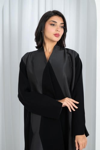 عبايه طقم كريب تدخيله تفته من الامام تصميم حديث وا...