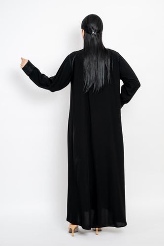 عباية كريب ملكي لف نص كلوش بايطار تطريز كرستال