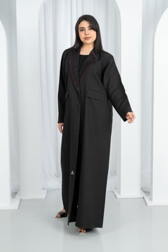 عباية طقم بليزر رسمي لف بتصميم خيال ياقه تطريز كمب...