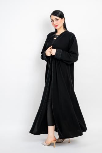 عباية كريب ملكي لف نص كلوش بايطار تطريز كرستال