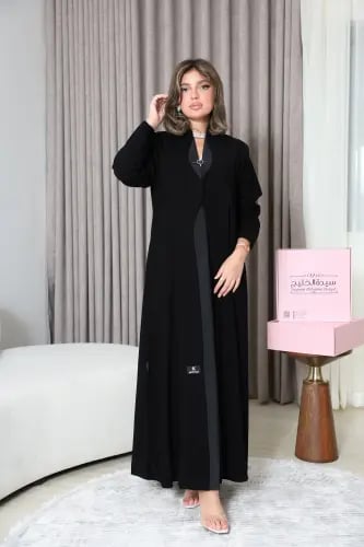 عباية نص كلوش/ تيجان مموجة بتدخيلة تفته