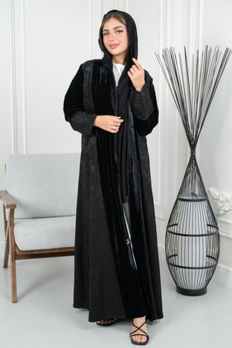 عباية مخمل كريتيون درجة أولى مع جاكار مورد وأكمام...