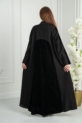 عباية نص كلوش كتان درجة أولى مع مخمل تيجان