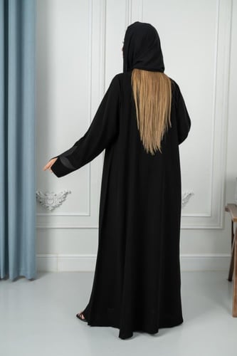 عباية كريب ملكي درجة أولى بأكمام وردة عادية