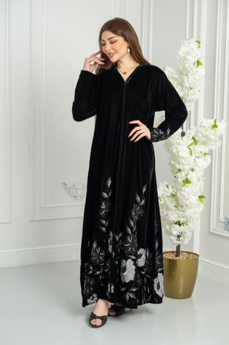 عباية نص كلوش مخمل تيجان درجة أولى