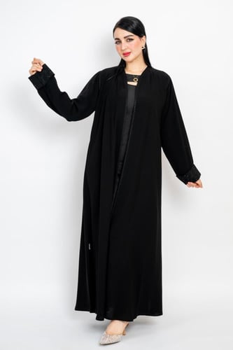 عباية كريب ملكي لف نص كلوش بايطار تطريز كرستال