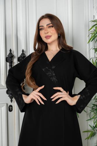 عباية لمار كتان مبطنة بتصميم أنيق وموردة