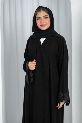 عباية نص كلوش كريب ملكي كوري درجة أولى بأكمام مربع...