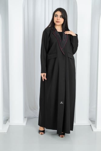 عباية طقم بليزر رسمي لف بتصميم خيال ياقه تطريز كمب...