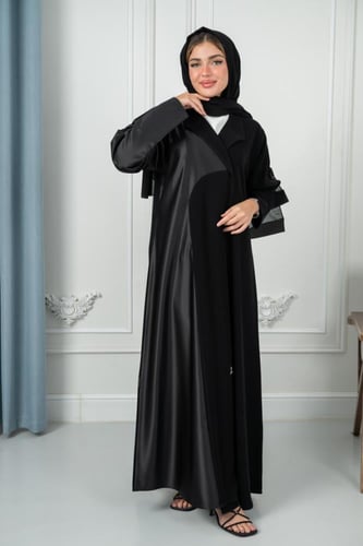 عباية كريب فخامة مع تفته تايوني درجة أولى وأكمام ك...