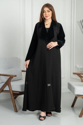 عباية نص كلوش ملكي كوري مع مخمل تيجان