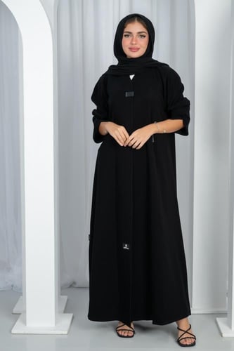 عباية كريب سوادها فاحم درجة أولى وأكمام عادية بقصة...