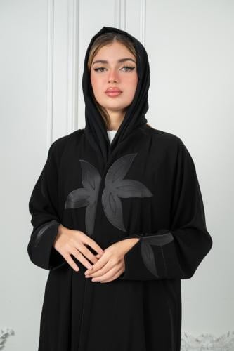 عباية كريب ملكي درجة أولى بأكمام وردة عادية