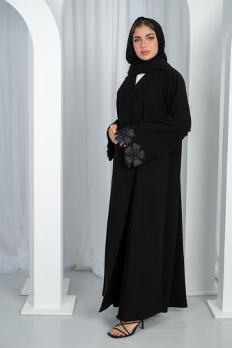 عباية نص كلوش كريب ملكي كوري درجة أولى بأكمام مربع...
