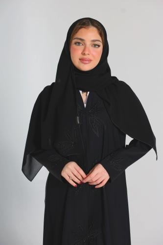 عباية حرير كوري الانيق/ نص كلوش خرز فاخر
