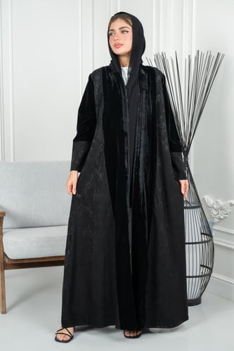 عباية مخمل كريتيون درجة أولى مع جاكار مورد وأكمام...