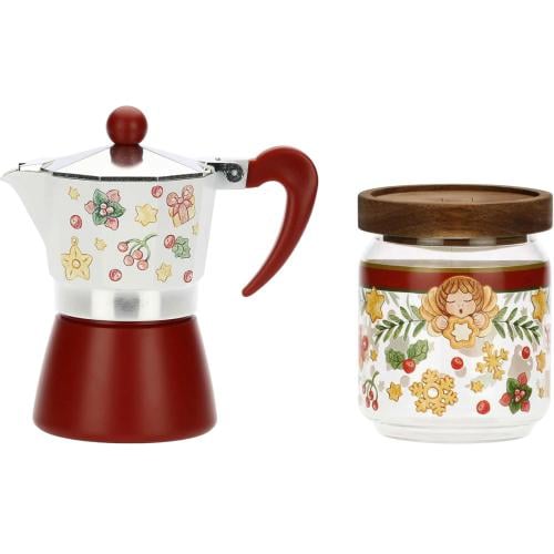 طقم موكا بوت وعلبة تخزين قهوة