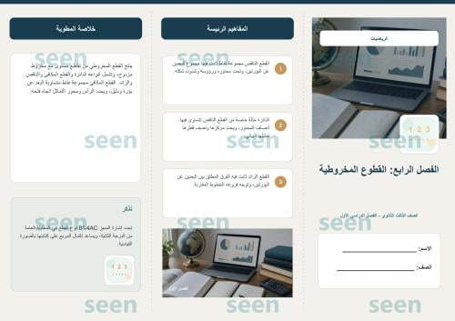 مطوية الفصل الرابع القطوع المخروطية | الرياضيات |...