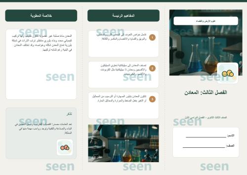 مطوية الفصل الثالث المعادن | علوم الأرض والفضاء |...