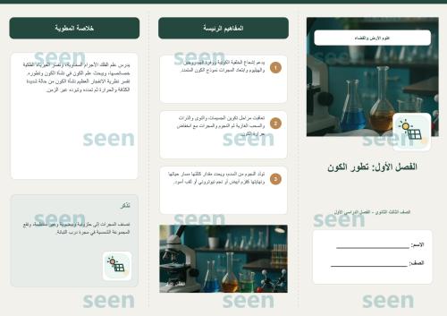 مطوية الفصل الأول تطور الكون | علوم الأرض والفضاء...