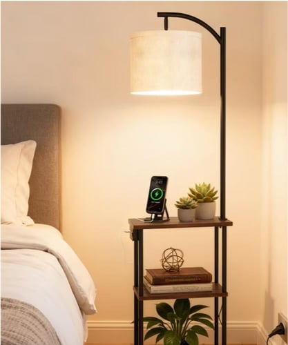 ابجوره طويله مصباح أرضي مع طاولة، طاولات جانبية مع...