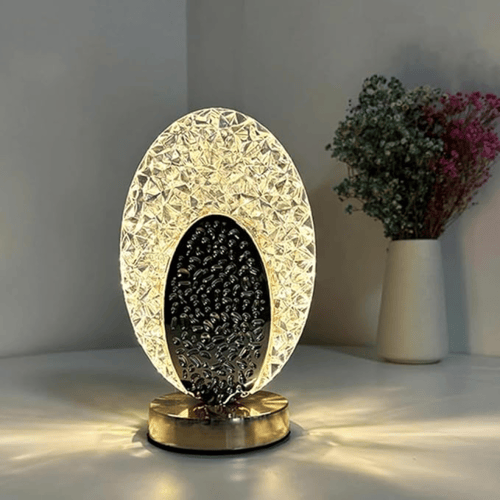 مصباح طاولة LED كريستالي بيضاوي الشكل