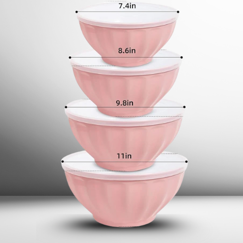 طقم أوعية خلط مع أغطية محكمة