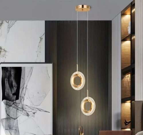 مصباح حديث ذهبي، مصباح دائري، غطاء مصباح أكريليك،...