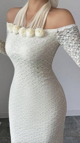 فستان ابيض دانتيل