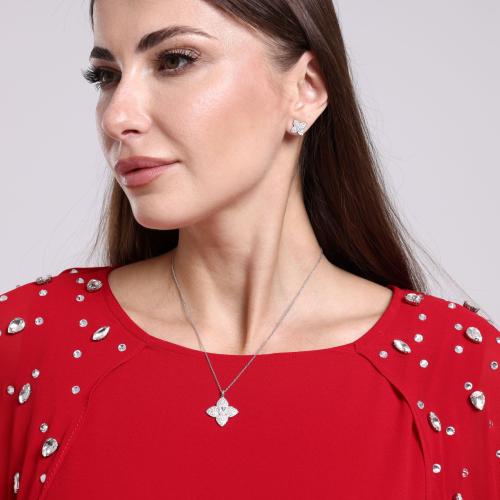 Turquoise Flower Necklace and Earrings Set