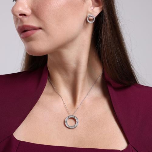 Circle Classic Necklace and Earrings Set