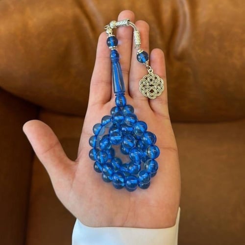 سبحة بكلايت ازرق شفاف