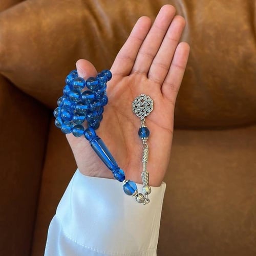 سبحة بكلايت ازرق شفاف