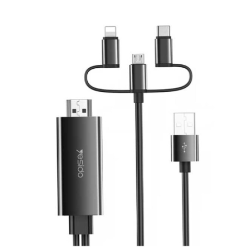 HM-05 وصلة تلفزيون اتش دي ام اي 3 في 1 لايتيننق و...