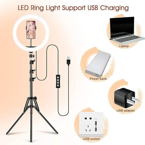 مصباح دائري LED مع حامل ثلاثي القوائم