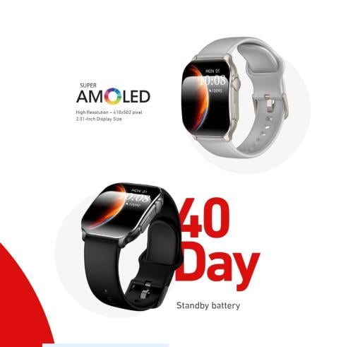 ساعة الذكية بتصميم منحني أنيق بقياس 2.01 بوصة وسوا...