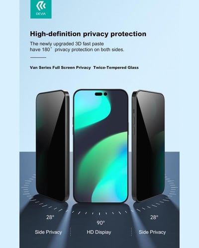 حماية فان سيريس زجاج مقوى للخصوصية الكاملة لهاتف آ...