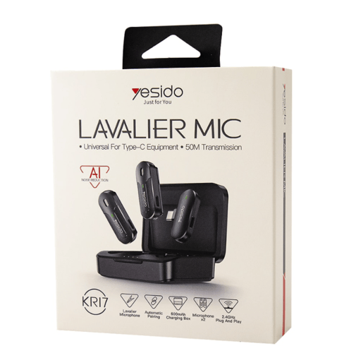 مجموعة ميكروفون لافالير لاسلكي مع مستقبل Type-C