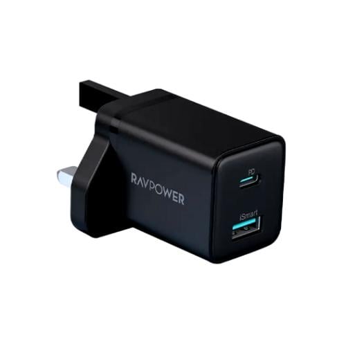 شاحن جداري راف باور 20 واط بمنفذ تايب سي ومنفذ يو...