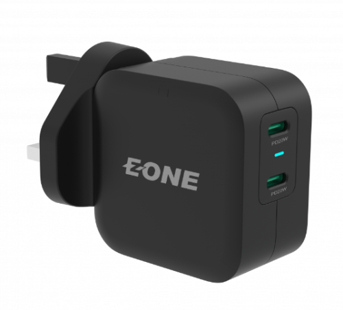 شاحن جداري بمنفذين USB-C يدعم الشحن السريع بقوة 40...