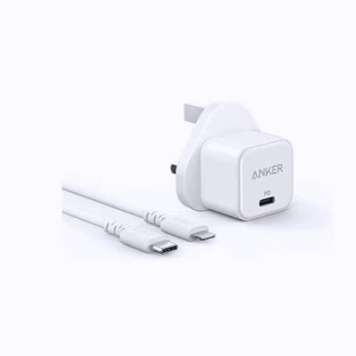 شاحن جداري باور بورت بقوة 20 واط بمنفذ USB-C مع كي...