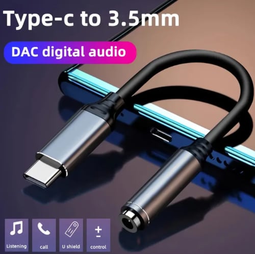 كيبل محول سماعة اذن تايب USB-C -الي محول AUX بطول...