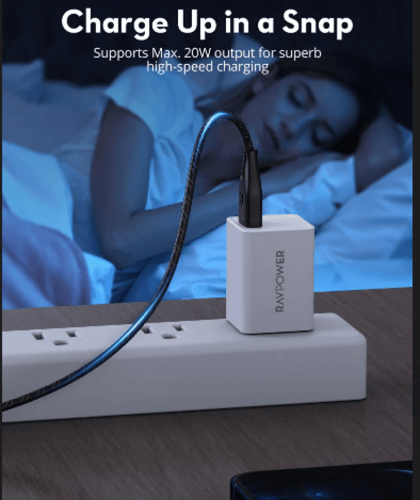 كيبل شحن راف باور لايتننق 2 متر نايلون - اسود